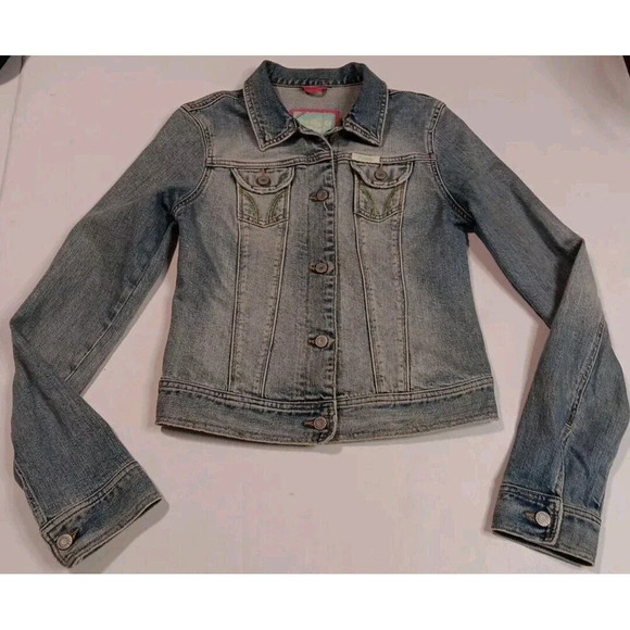 Vintage Y2K Hollister Distressed Wash Denim Button Up Jacket Medium... - Picture 1 of 9